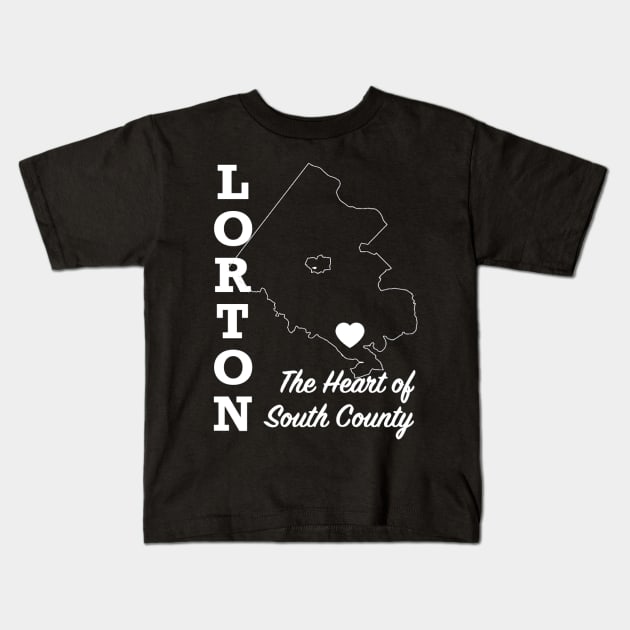 Lorton, Heart on the Map - White Kids T-Shirt by Swift Art